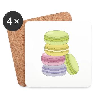 Zuckersüße, bunte Macarons - Untersetzer (4er-Set) - Weiß - Vorne