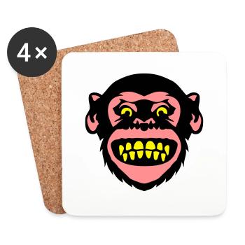 singe grimace monkey 8 - Dessous de verre (lot de 4) - blanc - Devant