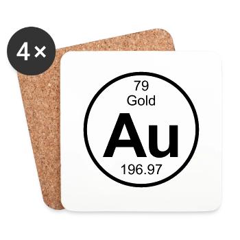 Element 79 - au (gold) - Full (round) - Untersetzer (4er-Set) - Weiß - Vorne