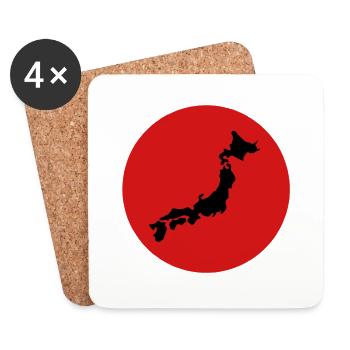 Nippomania - Japan Silhouette, Japanese flag - Coasters (set of 4) - white - Front