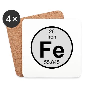 Iron (Fe) (element 26) - Coasters (set of 4) - white - Front