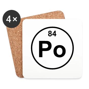 Element 84 - po (polonium) - Minimal - Untersetzer (4er-Set) - Weiß - Vorne
