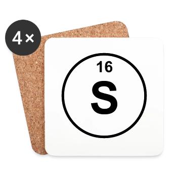 Sulfur (S) (element 16) - Coasters (set of 4) - white - Front