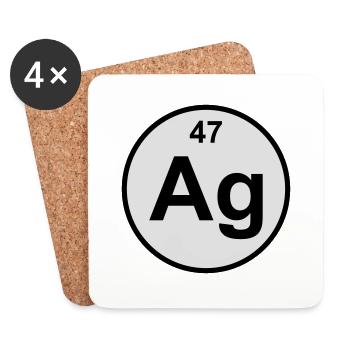 Argentum (Ag) (element 47) - Coasters (set of 4) - white - Front