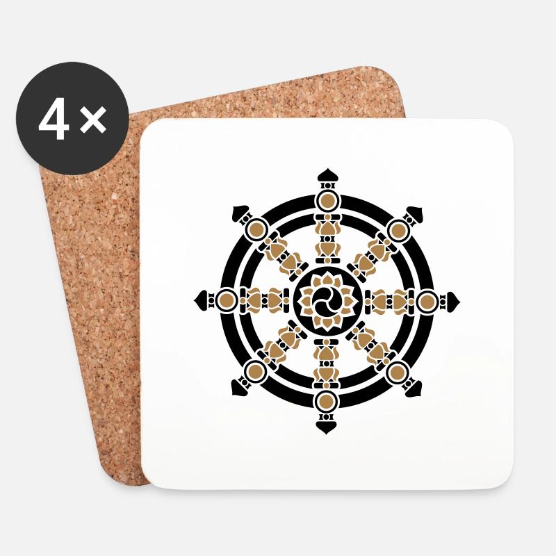 Dharma Rad, Chakra, Buddhismus, Glückssymbol, Yoga - Untersetzer (4er-Set) - Weiß