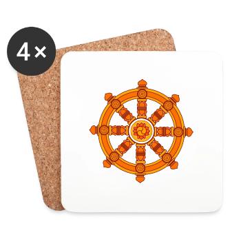 Dharma Rad, Chakra, Buddhismus, Glückssymbol, Yoga - Untersetzer (4er-Set) - Weiß - Vorne