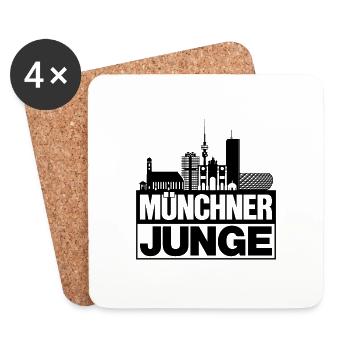 Münchner Junge Schwarz München Silhouette Geschenk - Untersetzer (4er-Set) - Weiß - Vorne
