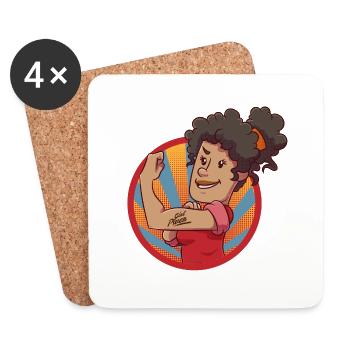 Girl Women Power Biceps Power Gift - Coasters (set of 4) - white - Front