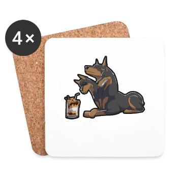 Dobermann Hund Kerberos Milchshake Rasse Geschenk - Untersetzer (4er-Set) - Weiß - Vorne