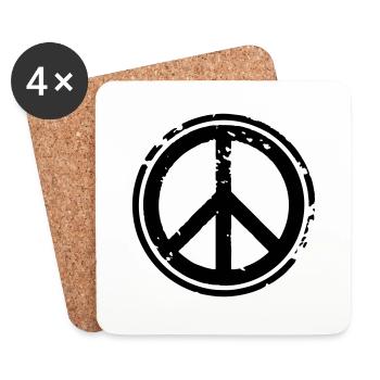 Peacezeichen Friedenssymbol Used Look Grunge Peace - Untersetzer (4er-Set) - Weiß - Vorne