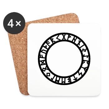 Rune Cercle, magique, symbole, Futhark, Norse - Dessous de verre (lot de 4) - blanc - Devant