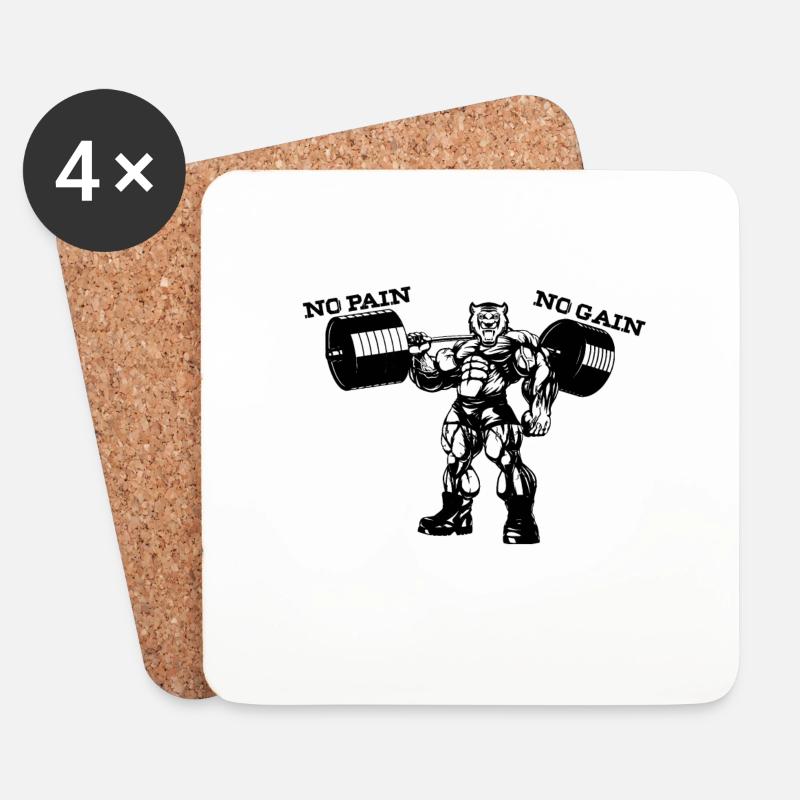 No Pain No Gain Geschenk - Untersetzer (4er-Set) - Weiß