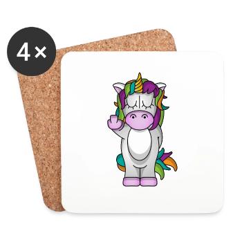 fuck you unicorn einhorn einhörner mittelfinger - Untersetzer (4er-Set) - Weiß - Vorne