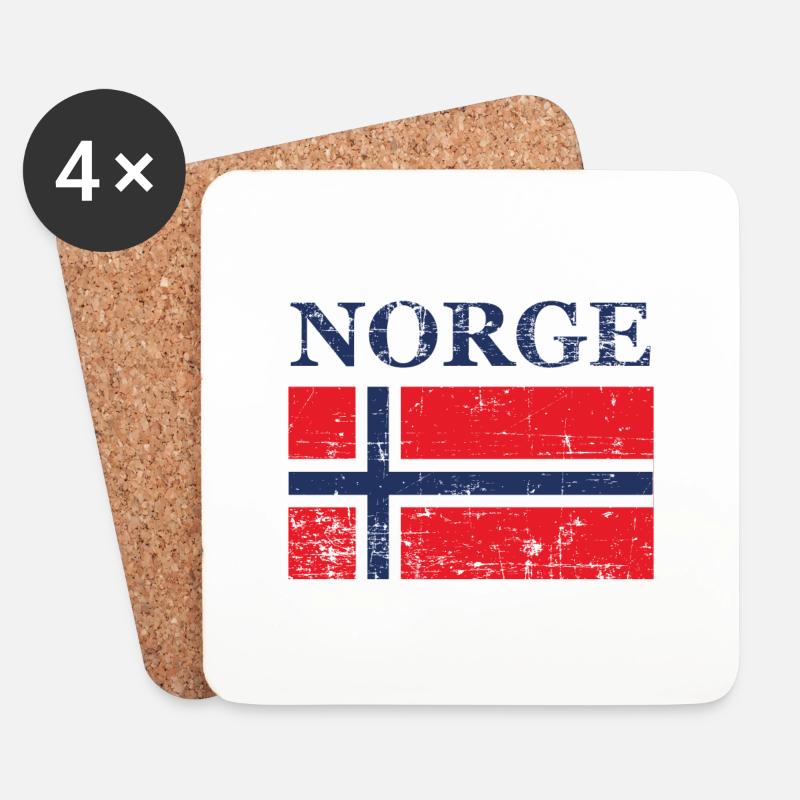Norge Flag of Norway Geschenk - Untersetzer (4er-Set) - Weiß