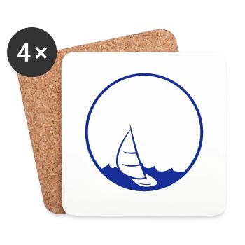 sun big round circle sea waves boat sailing sc - Coasters (set of 4) - white - Front