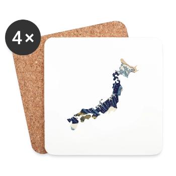 Nippomania - Japan Silhouette Hokusai Welle - Untersetzer (4er-Set) - Weiß - Vorne