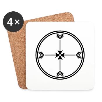 Roue médecine sioux, flèches Esprit , illumination - Dessous de verre (lot de 4) - blanc - Devant