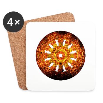 Dharmarad Chakra Bouddhisme Jaune Rouge - Dessous de verre (lot de 4) - blanc - Devant