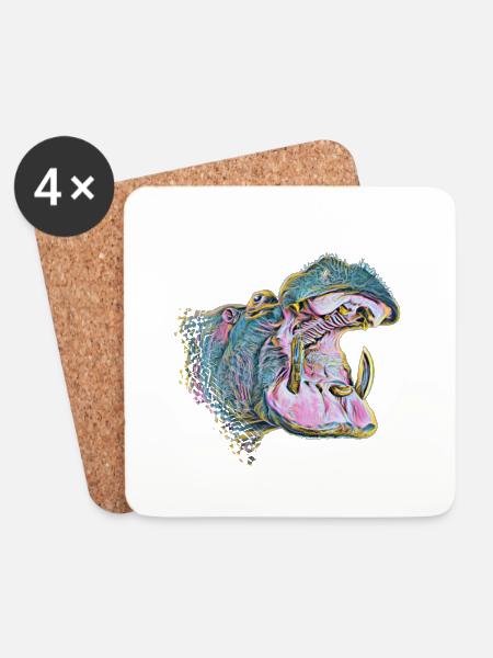hippo - Coasters (set of 4) - white