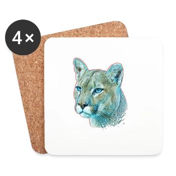 Lion de montagne - Dessous de verre (lot de 4) - blanc - Devant