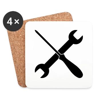 Screwdriver And Wrench Craftsman Logo - Coasters (set of 4) - white - Front