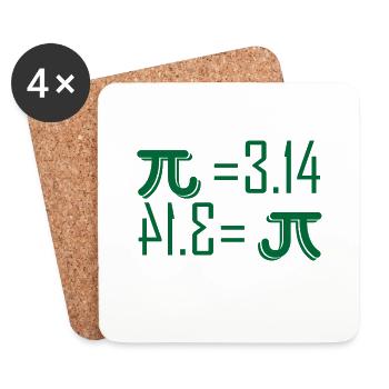 Pi 3,14 Pi Day cadeau - Dessous de verre (lot de 4) - blanc - Devant