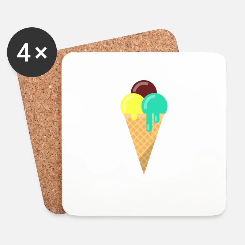 Eiscreme - Untersetzer (4er-Set) - Weiß