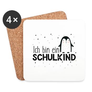 I am a schoolchild - first grader - penguin - Coasters (set of 4) - white - Front