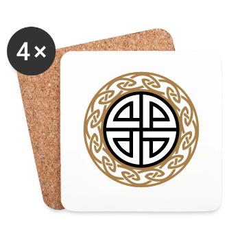 Thor bouclier noeud, amulette protection, celtique - Dessous de verre (lot de 4) - blanc - Devant