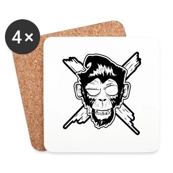 Monky - Affe - Untersetzer (4er-Set) - Weiß - Vorne