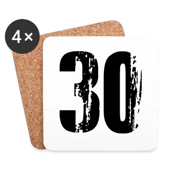 30 - Nummer - Untersetzer (4er-Set) - Weiß - Vorne