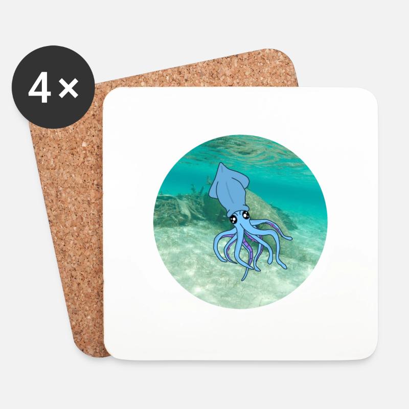 calamari unter wasser - Untersetzer (4er-Set) - Weiß