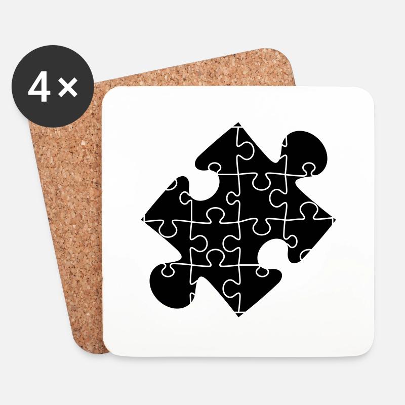 muster puzzlestueck puzzle teil puzzlespiel puzzle - Untersetzer (4er-Set) - Weiß