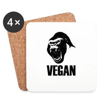 Veganer Gorilla Spruch Geschenk - Untersetzer (4er-Set) - Weiß - Vorne