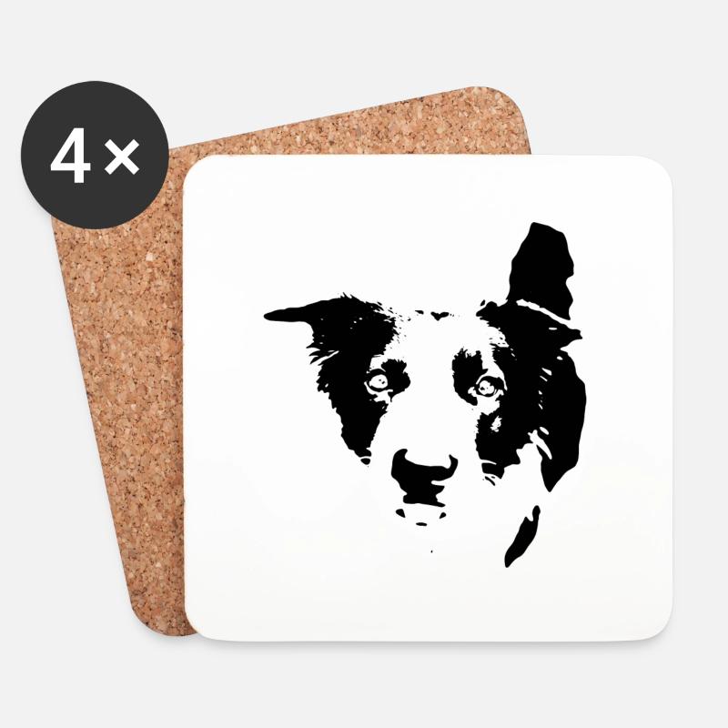 Border Collie - Untersetzer (4er-Set) - Weiß