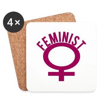 Féministe - Dessous de verre (lot de 4) - blanc - Devant