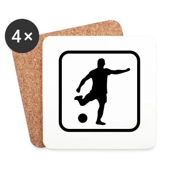 fussballer / fußball soccer football schuss logo - Coasters (set of 4) - white - Front