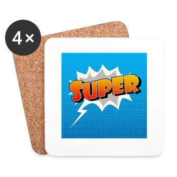 Super Comic Lettering Icon - Coasters (set of 4) - white - Front