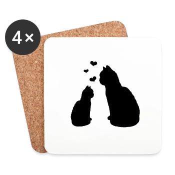 Tasse Kitty Love Cats Cat Tasse Love Cat - Dessous de verre (lot de 4) - blanc - Devant