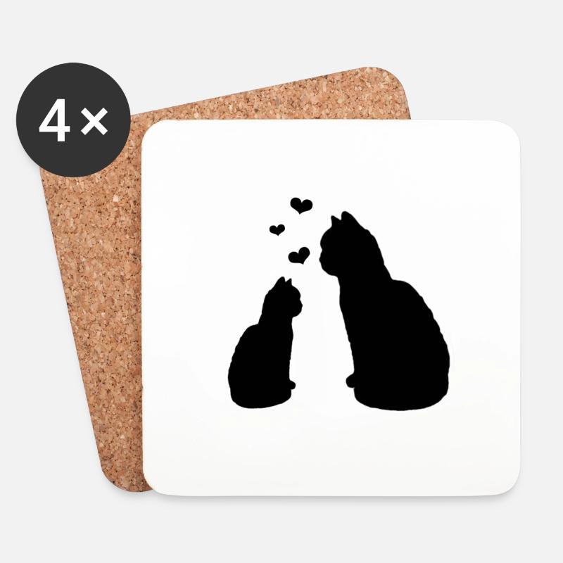 Kitty Love Katzen Tasse Katzenliebe Tasse Katze - Untersetzer (4er-Set) - Weiß