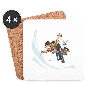 Parachutist tandem from airplane gift - Coasters (set of 4) - white - Front
