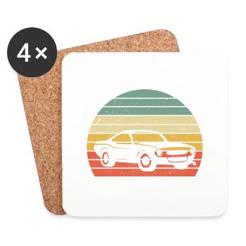 Cadeau de voiture classique vintage voiture V8 Muscle - Dessous de verre (lot de 4) - blanc - Devant