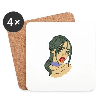 Mauvaise fille aux cheveux noirs - Dessous de verre (lot de 4) - blanc - Devant