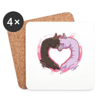 Alpaga chameau amour coeur couple objectif relation - Dessous de verre (lot de 4) - blanc - Devant