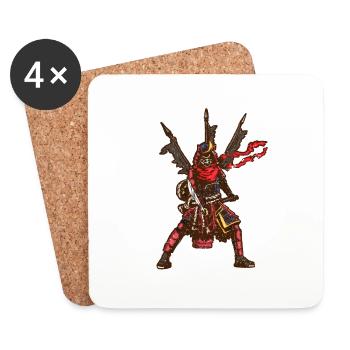 Samurai Drapeaux Combattant Katana Japon Asie - Dessous de verre (lot de 4) - blanc - Devant