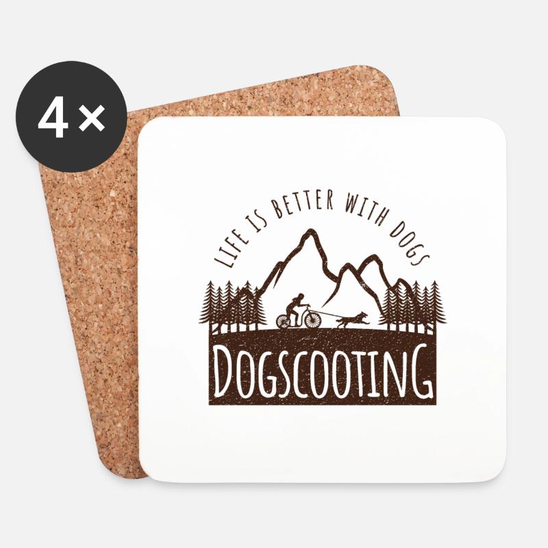Dogscooting Life is better with Dogs - Untersetzer (4er-Set) - Weiß