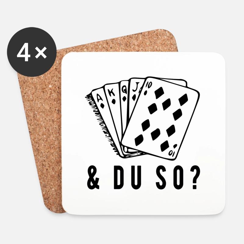 Pokern - Untersetzer (4er-Set) - Weiß