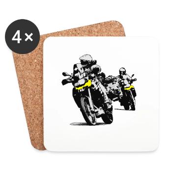 zwei Motorräder Schräglage - Untersetzer (4er-Set) - Weiß - Vorne