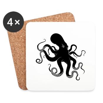 Black Octopus - Coasters (set of 4) - white - Front