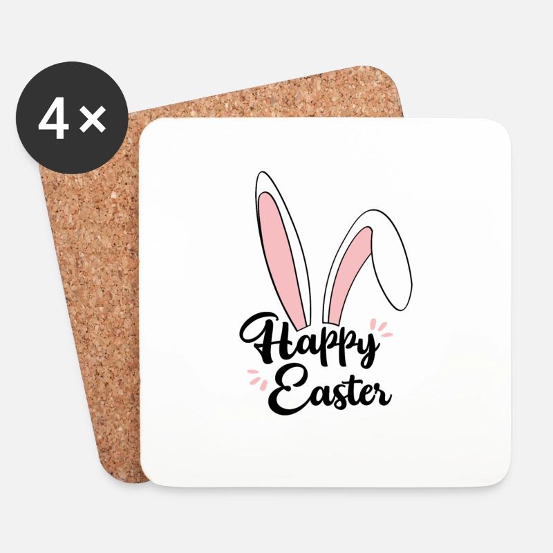 Happy Easter Ostern Osterhase Geschenk - Untersetzer (4er-Set) - Weiß